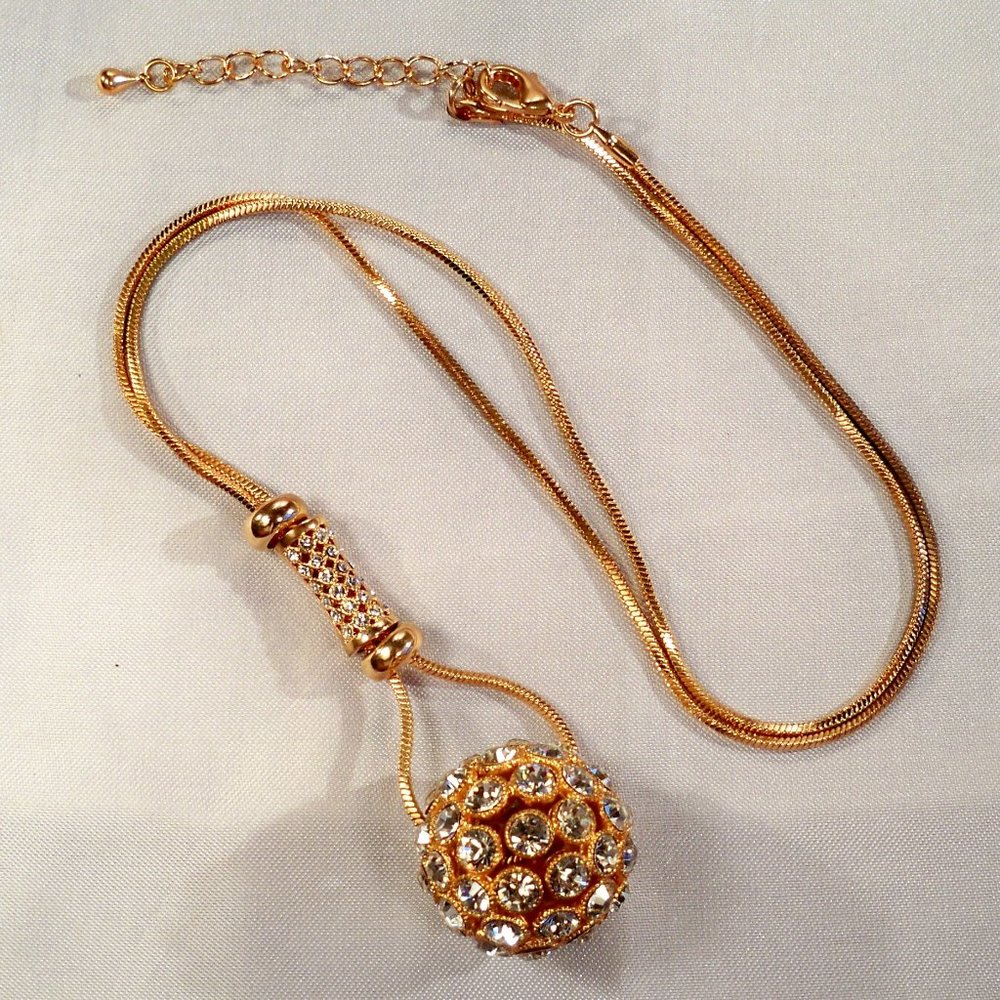 NEW 18K Bronze, Rose Gold *CZ/Simulated Diamonds DESIGNER Necklace